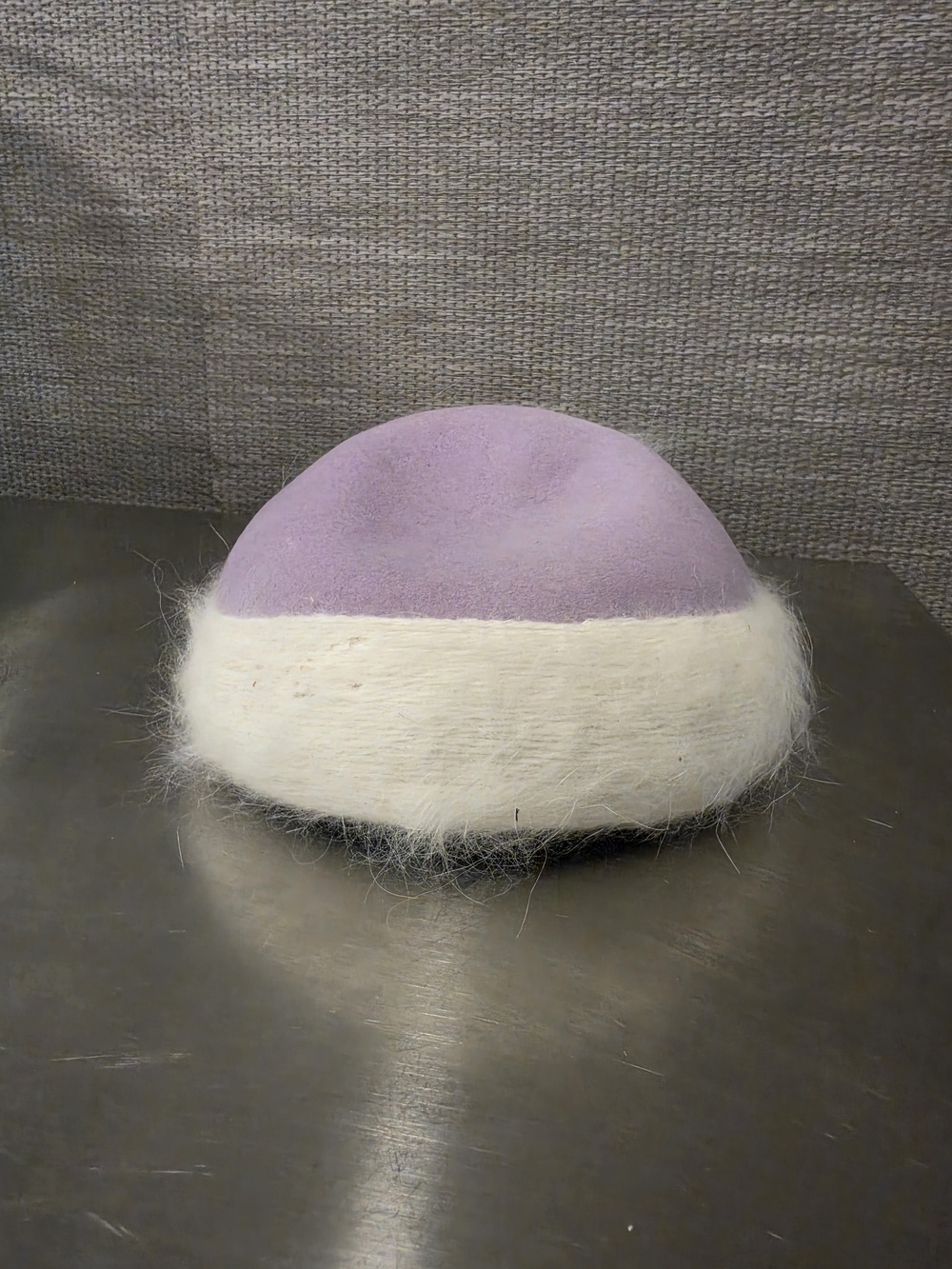 Vintage 1950s Lavender Wool Angora Fuzzy Dome Hat Deadstock Popular Dry Goods Co